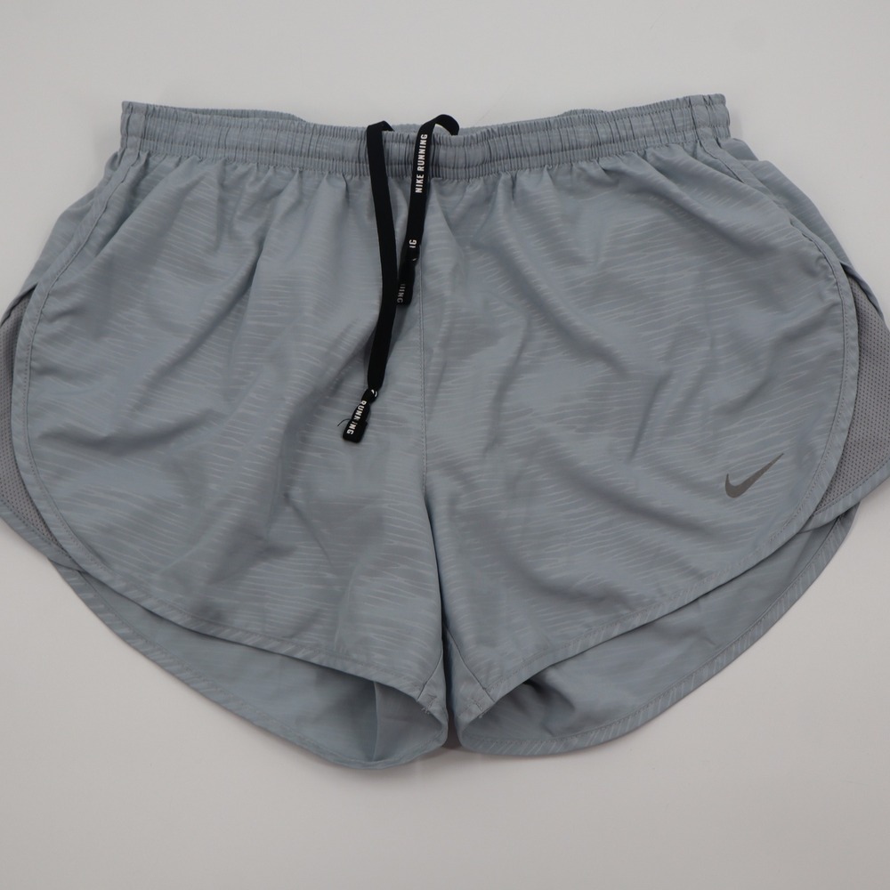 Nike Running Shorts Womens Small Gray Dri-FIT 719759-012 Tonal Wave Zip Pocket